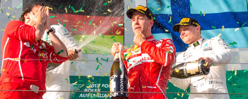Sebastian Vettel wint eerste F1 Grand Prix van 2017